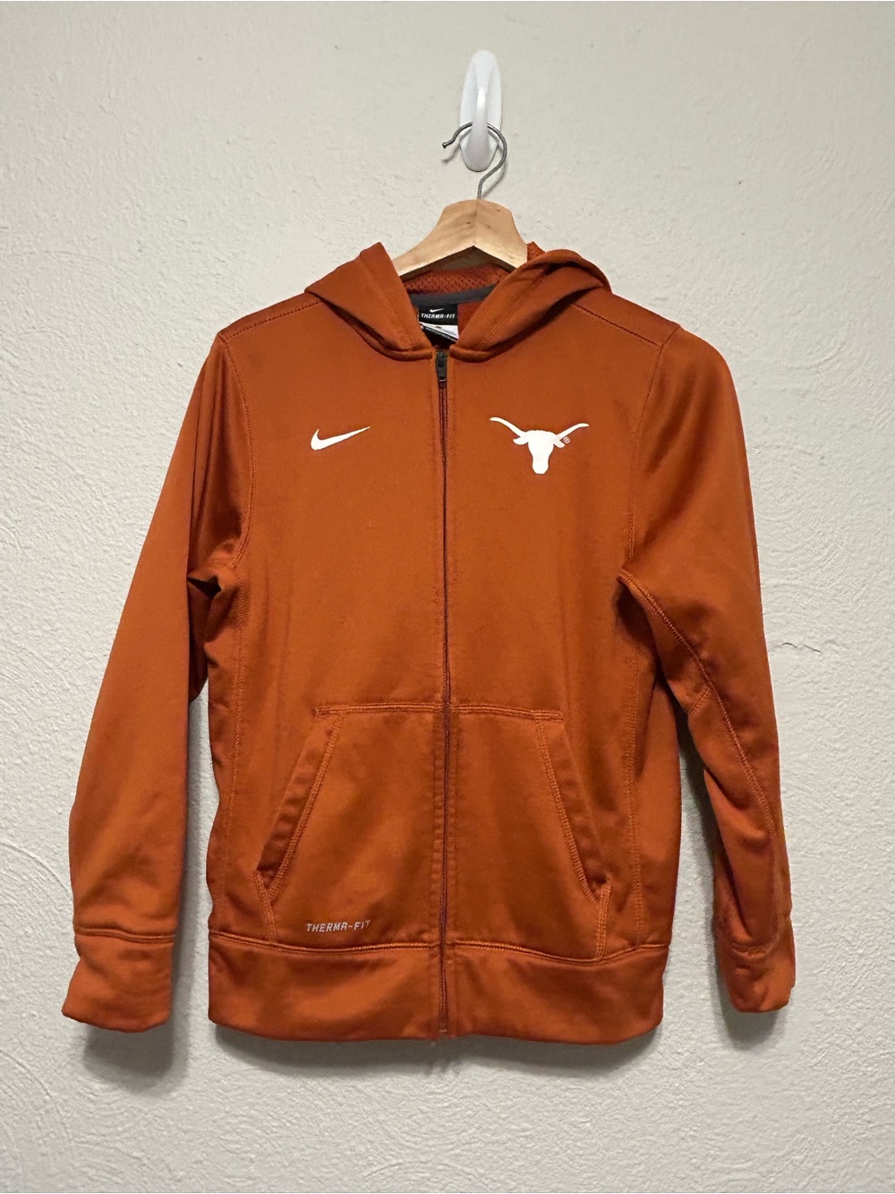 Nike Texas Longhorns Full Zip Hooded Fleece Jacket Burnt Orange Youth Size Large